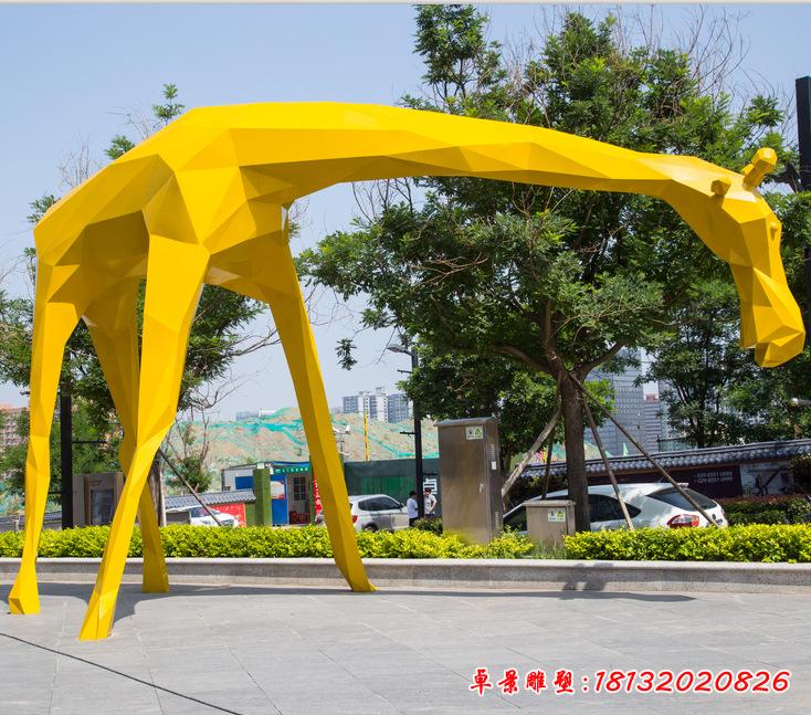 不锈钢户外长颈鹿雕塑 (4)