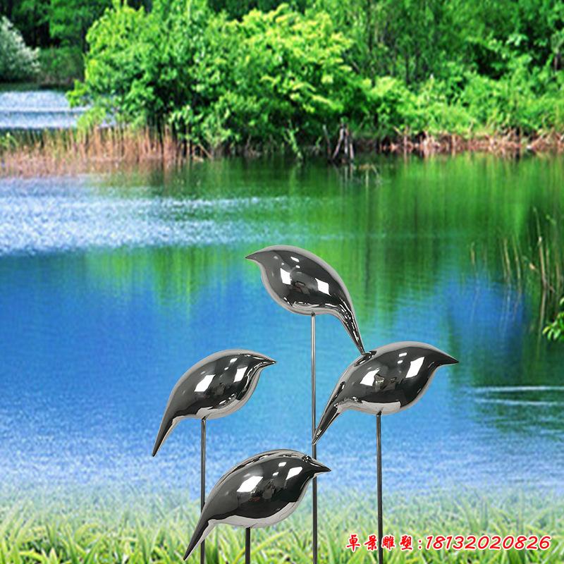 户外不锈钢雕塑创意草坪花园草地鸽子园林抽象小鸟装饰工艺品65578