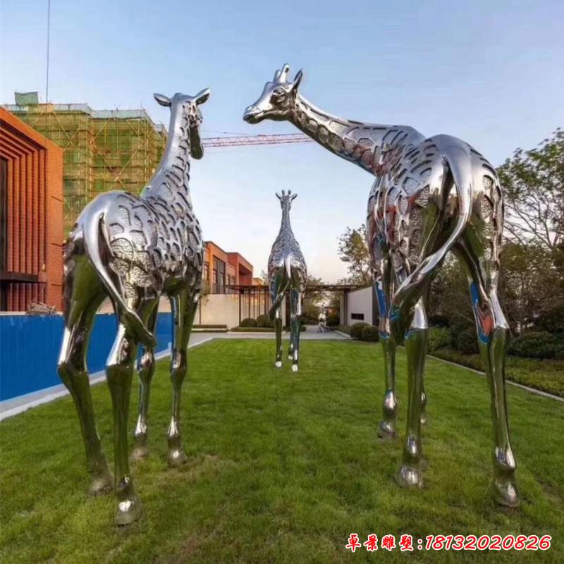 不锈钢户外长颈鹿雕塑 (5)