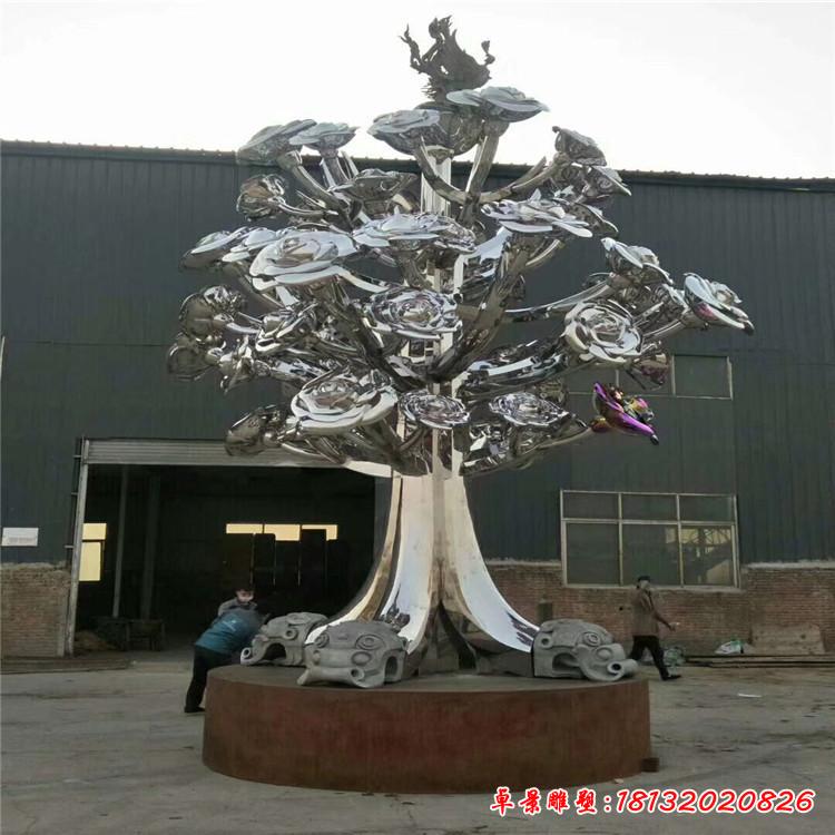 不锈钢花树景观雕塑