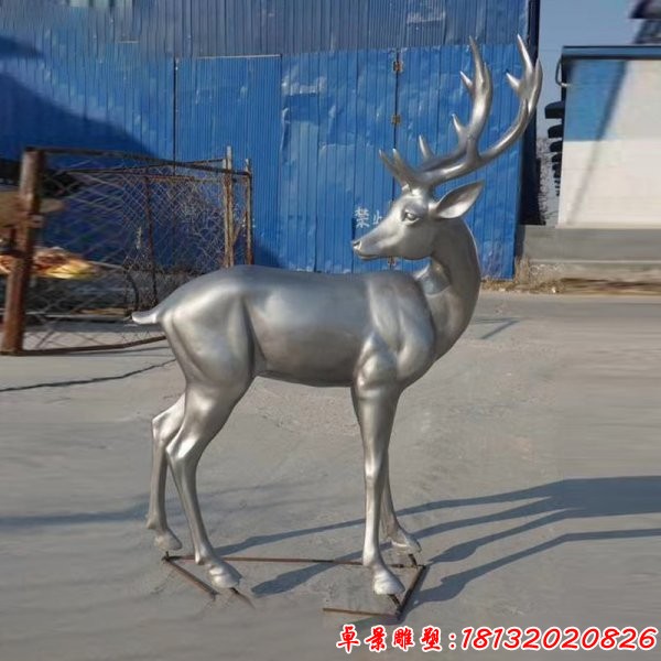 不锈钢抽象回头鹿雕塑