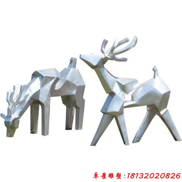 不锈钢抽象几何鹿雕塑