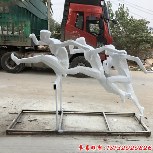 不锈钢抽象跨栏运动人物雕塑 (2)