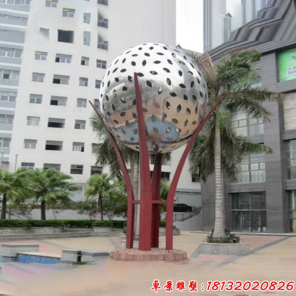 不锈钢抽象镂空圆球雕塑