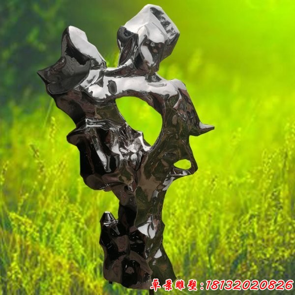 不锈钢抽象太湖石雕塑 (1)