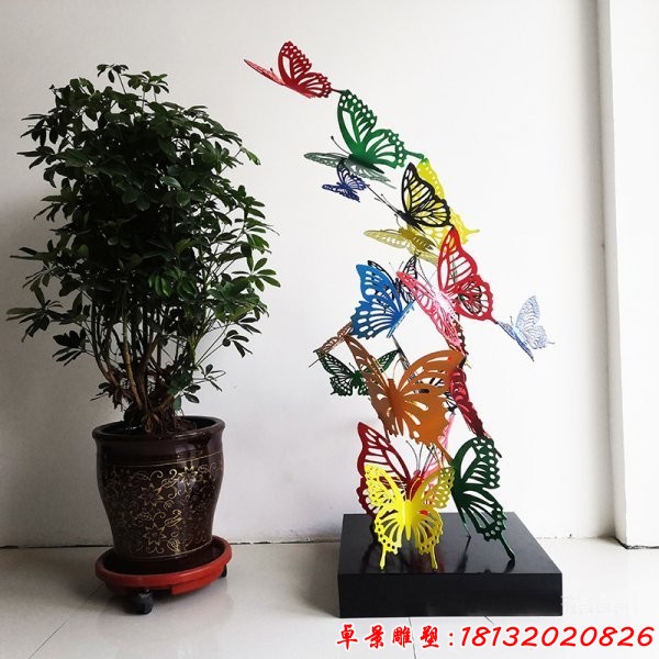 不锈钢镂空彩色蝴蝶雕塑 (2)
