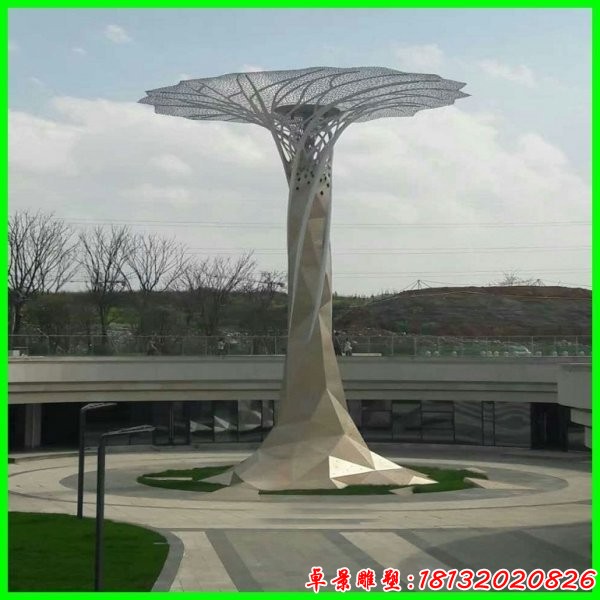 大型不锈钢镂空树雕塑