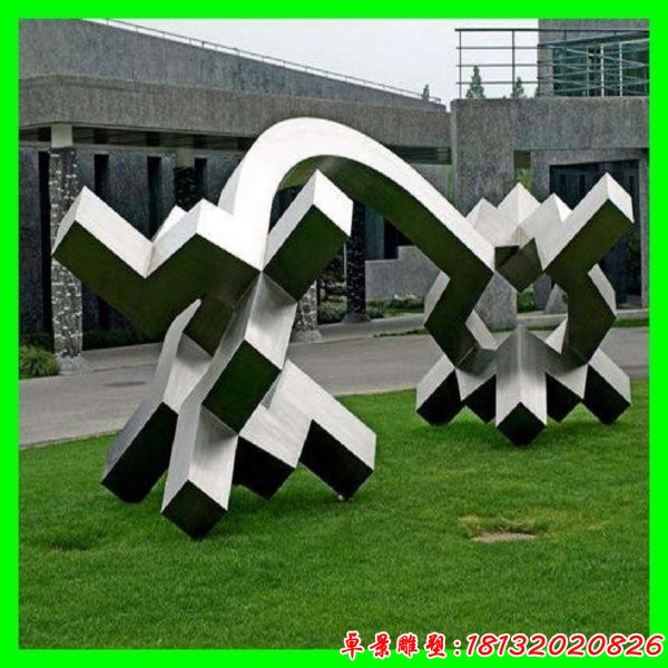 公园不锈钢抽象几何创意拱门雕塑