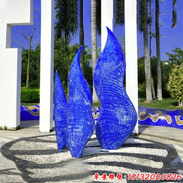 公园不锈钢抽象鱼群雕塑
