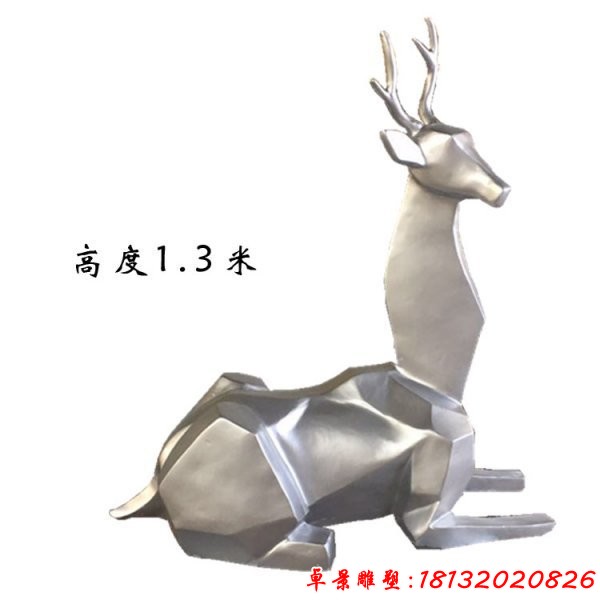 公园不锈钢几何抽象鹿雕塑 (3)