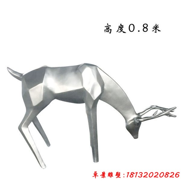 公园不锈钢几何抽象鹿雕塑 (2)