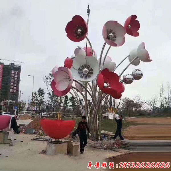 广场不锈钢花朵雕塑