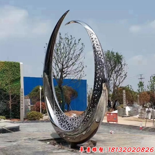 景区不锈钢抽象圆环雕塑 (4)