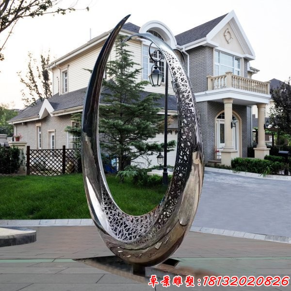 酒店不锈钢抽象圆环雕塑 (2)
