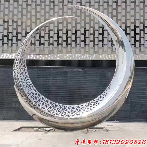 酒店不锈钢抽象圆环雕塑 (3)