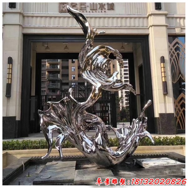 售楼部不锈钢抽象浪花雕塑