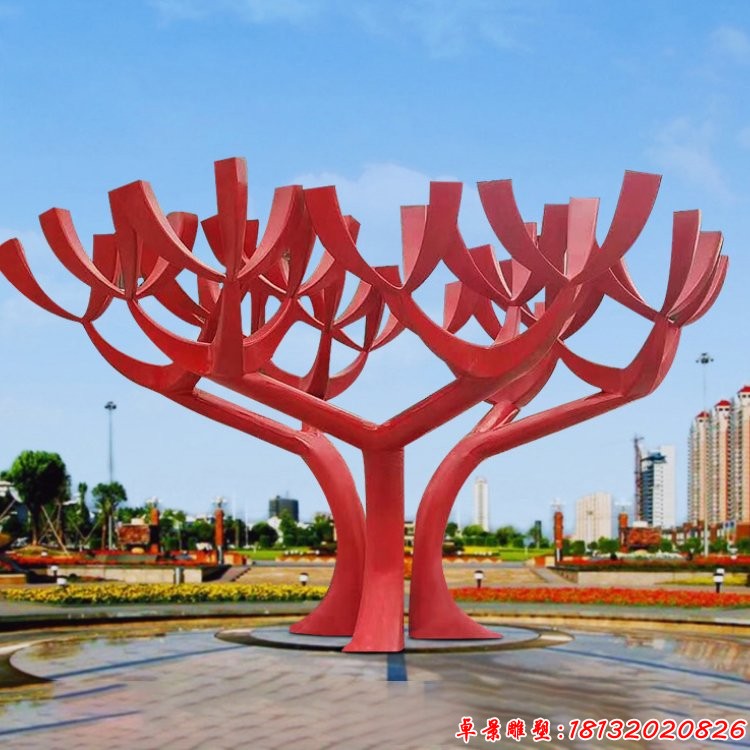 不锈钢抽象大树造型雕塑