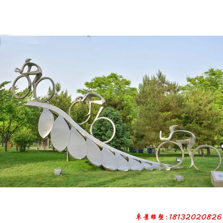 不锈钢抽象树叶运动跑道雕塑