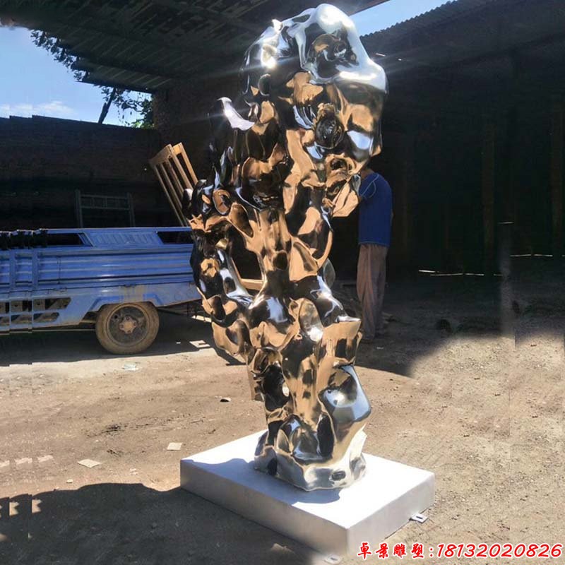 不锈钢抽象太湖石雕塑 (1)