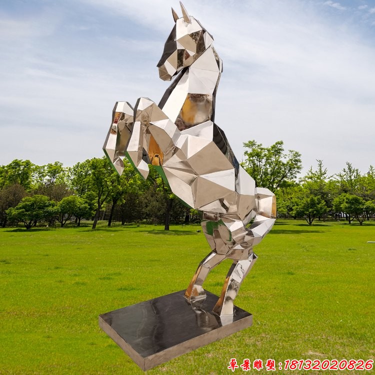 不锈钢几何抽象马雕塑 (1)