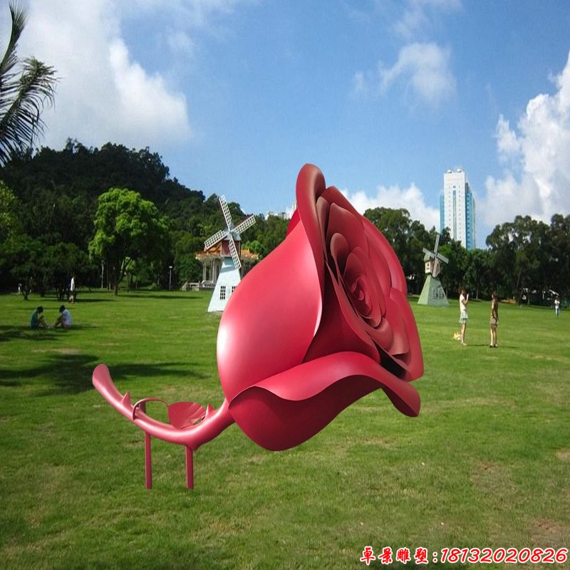 不锈钢玫瑰花公园雕塑