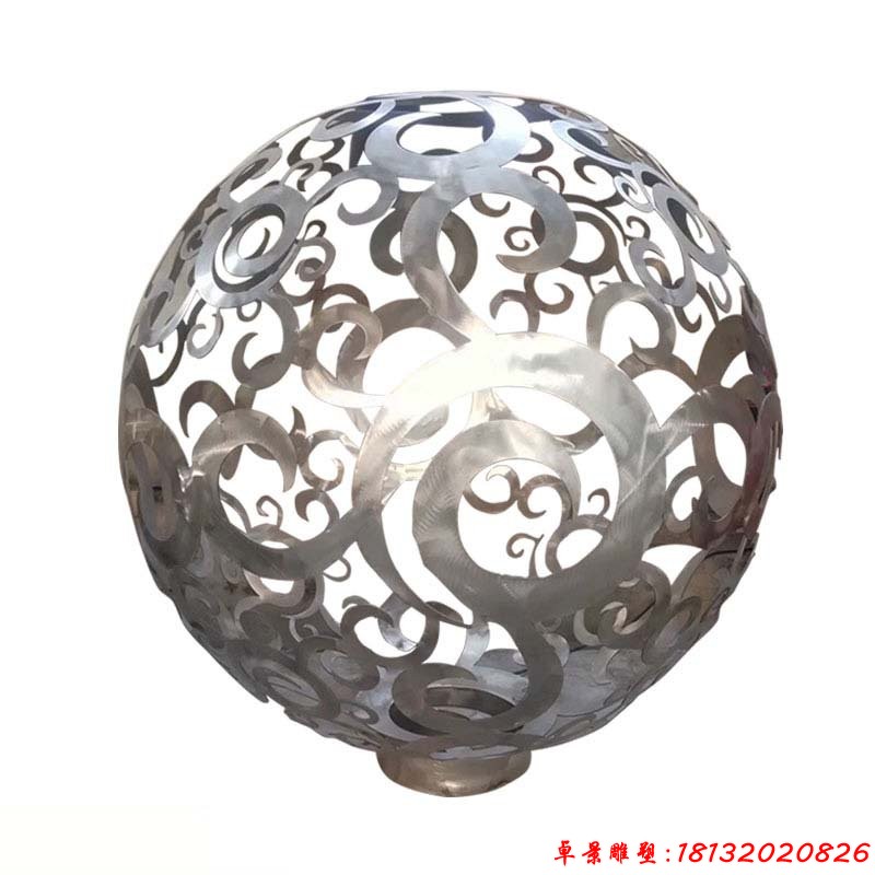 不锈钢镂空圆形发光球雕塑