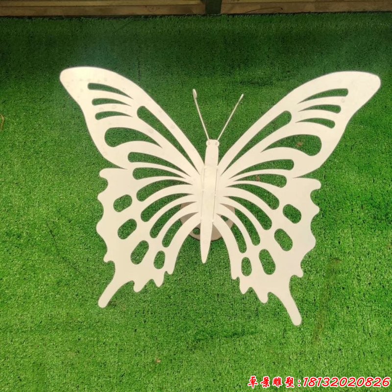 草坪不锈钢抽象镂空蝴蝶雕塑 (2)