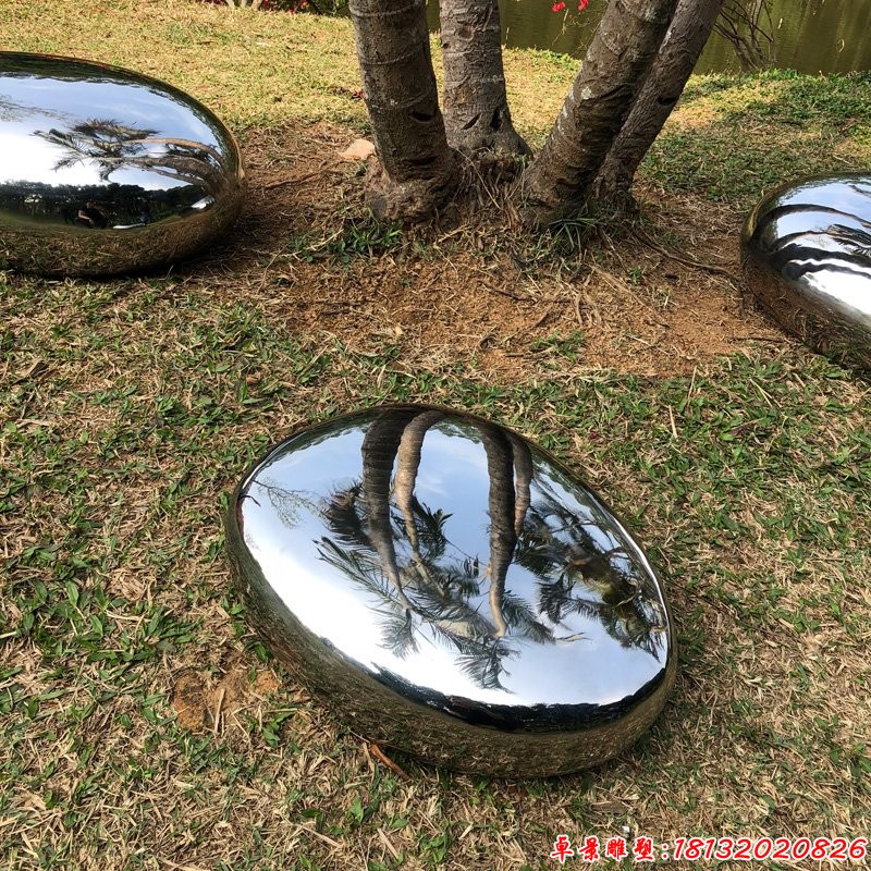 草坪镜面不锈钢抽象水滴雕塑 (4)