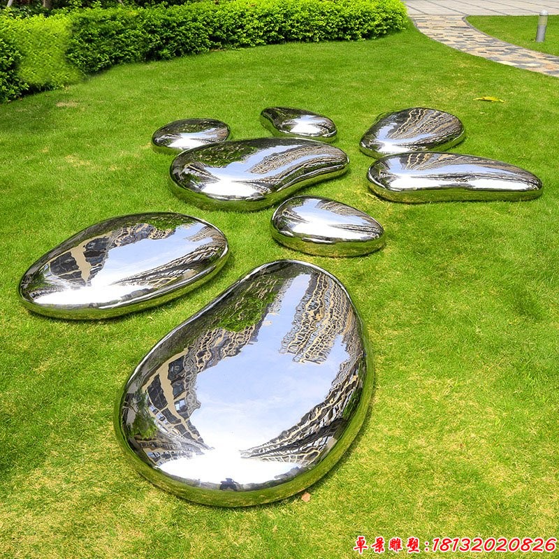 草坪镜面不锈钢抽象水滴雕塑 (3)
