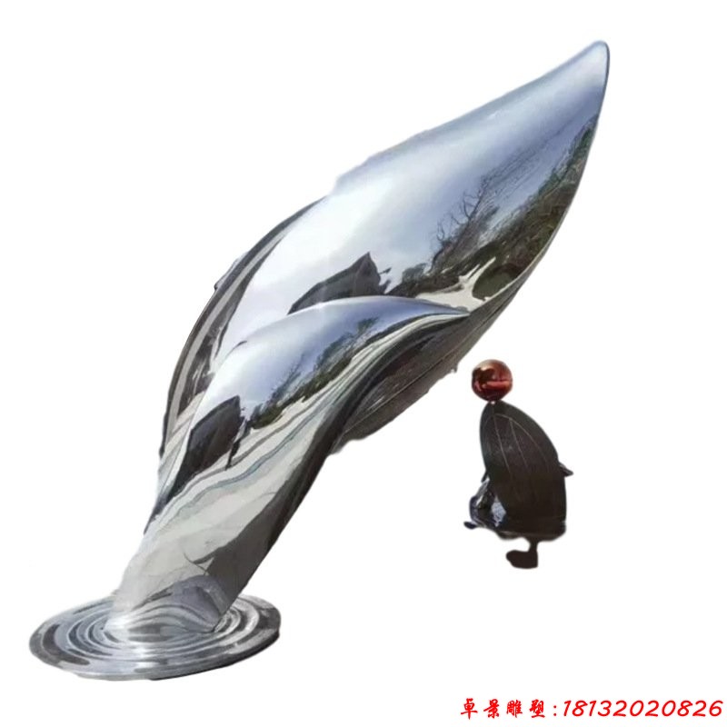 大型抽象海豚不锈钢雕塑