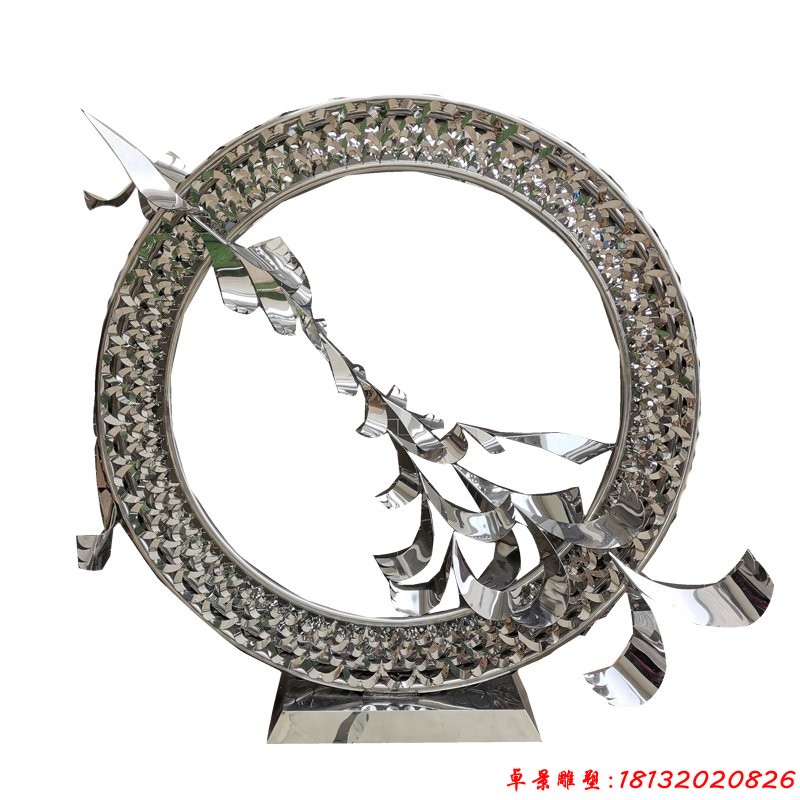 不锈钢大雁抽象圆环雕塑