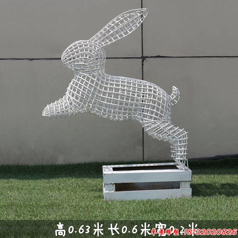 各种姿势镂空兔不锈钢雕塑 (4)