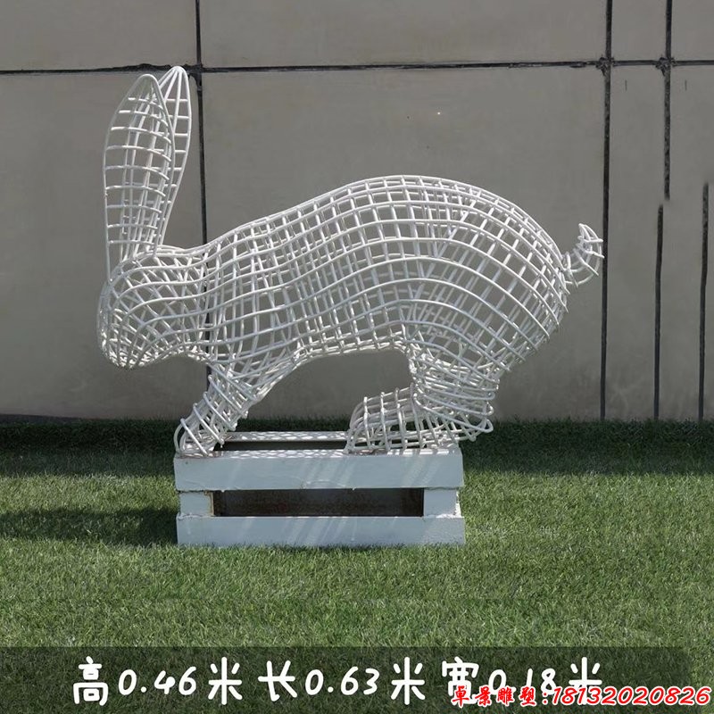 各种姿势镂空兔不锈钢雕塑 (3)