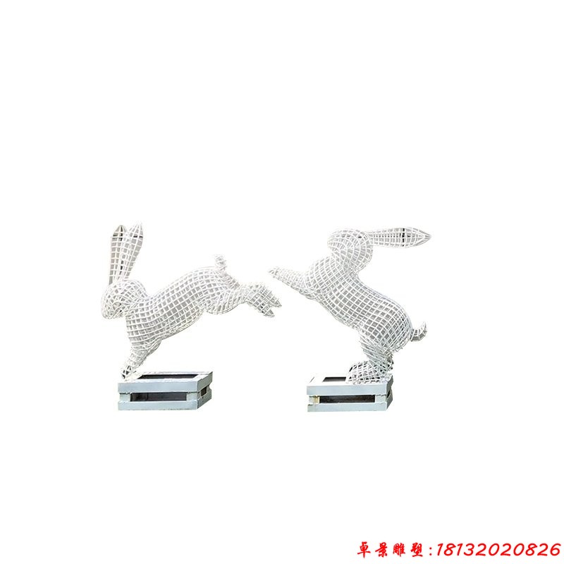 各种姿势镂空兔不锈钢雕塑