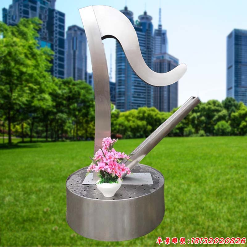 公园不锈钢抽象竖琴雕塑 (2)