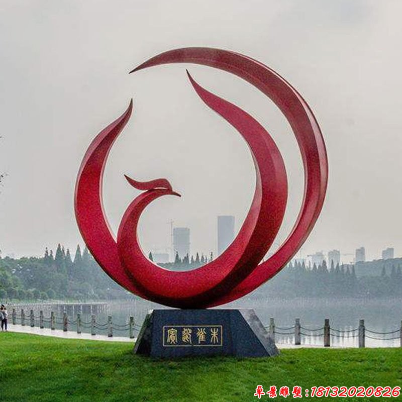 广场不锈钢抽象凤凰雕塑
