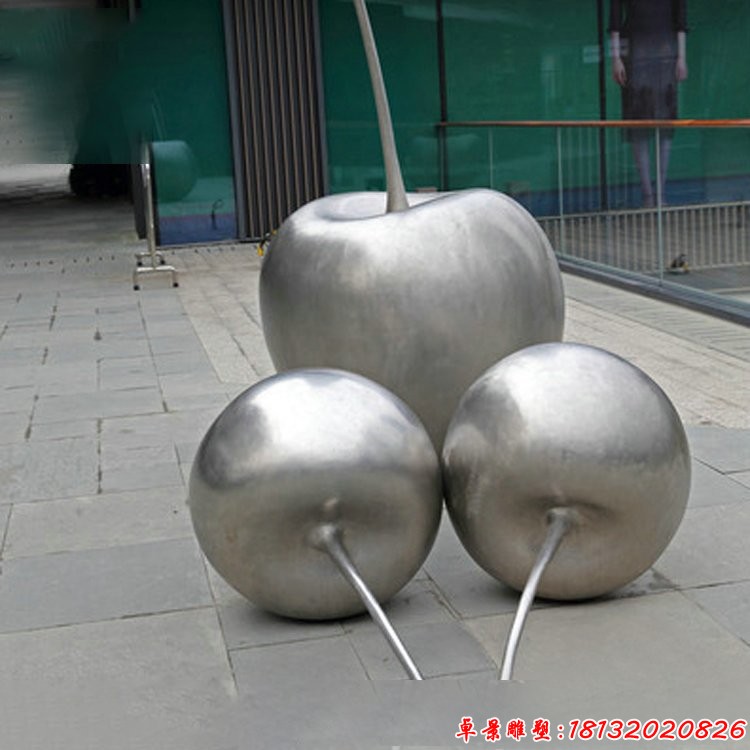 不锈钢园林镜面苹果雕塑