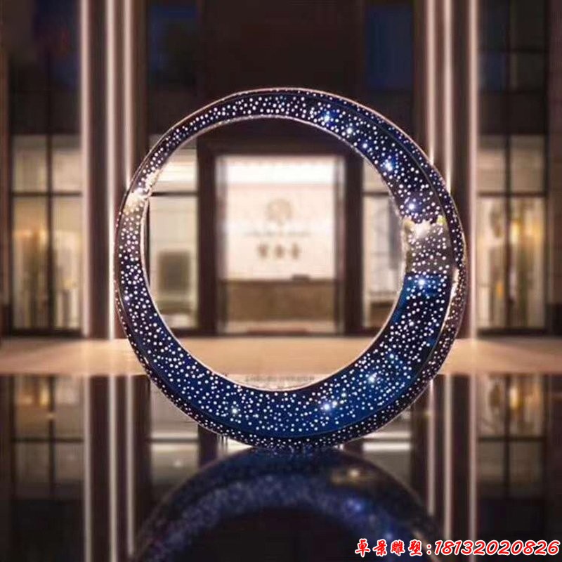 售楼部不锈钢镂空发光圆环雕塑 (1)