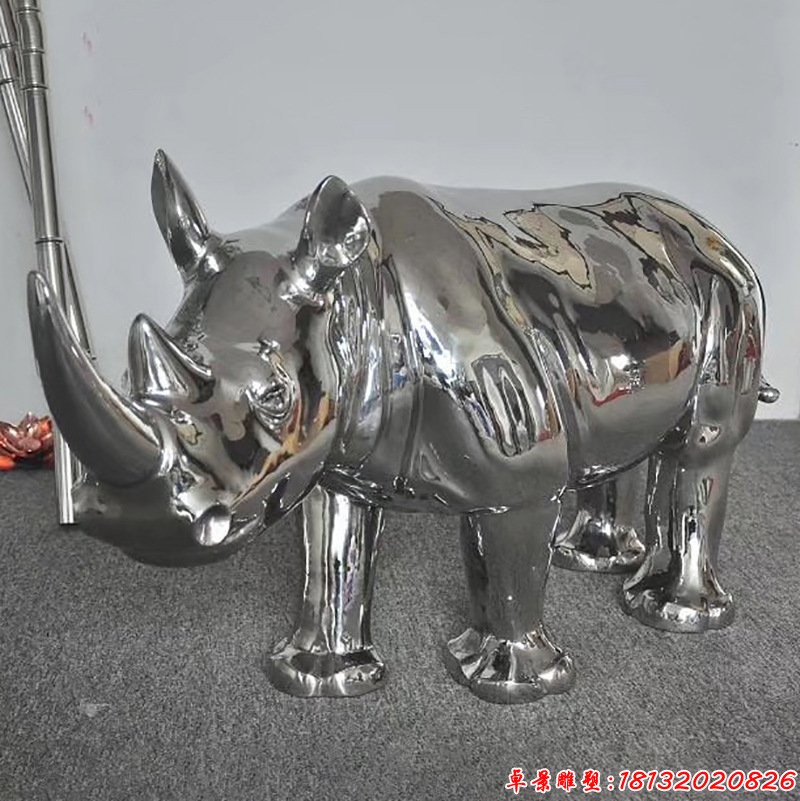 犀牛不锈钢抽象雕塑