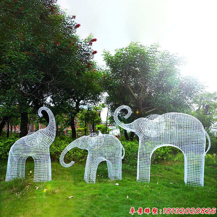 不锈钢编织抽象大象 (2)