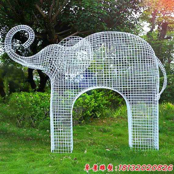 不锈钢编织抽象大象 (3)