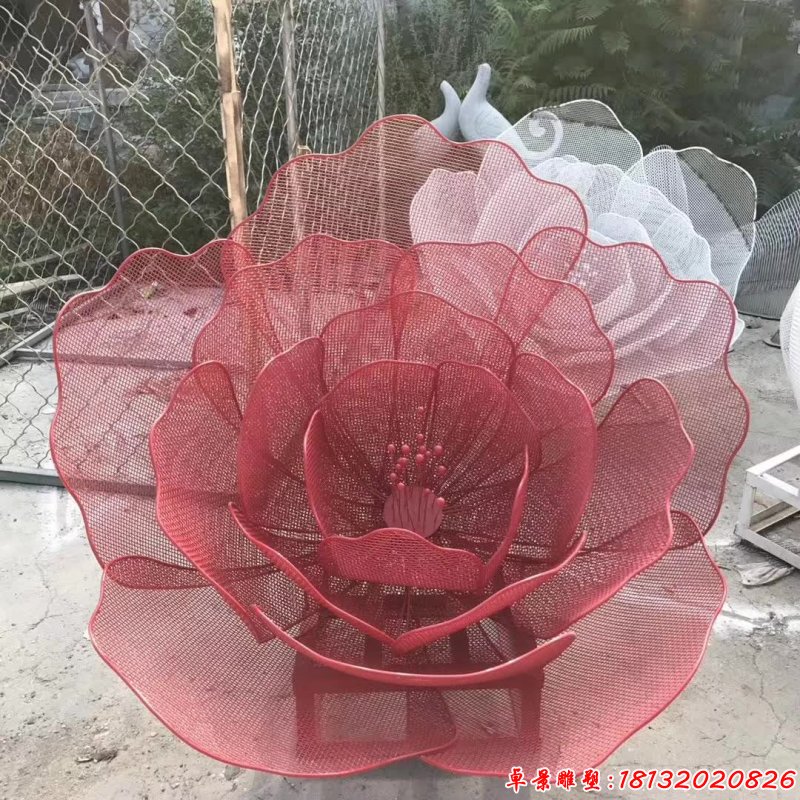 不锈钢编织工艺玫瑰花雕塑 (2)