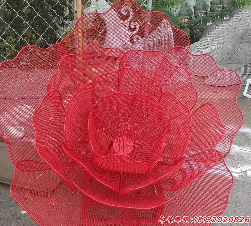 不锈钢编织工艺玫瑰花雕塑 (5)