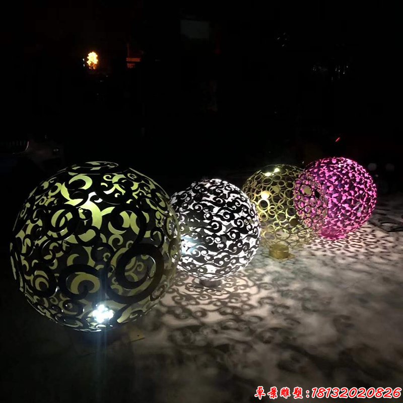 不锈钢彩色灯光效果镂空球 (3)