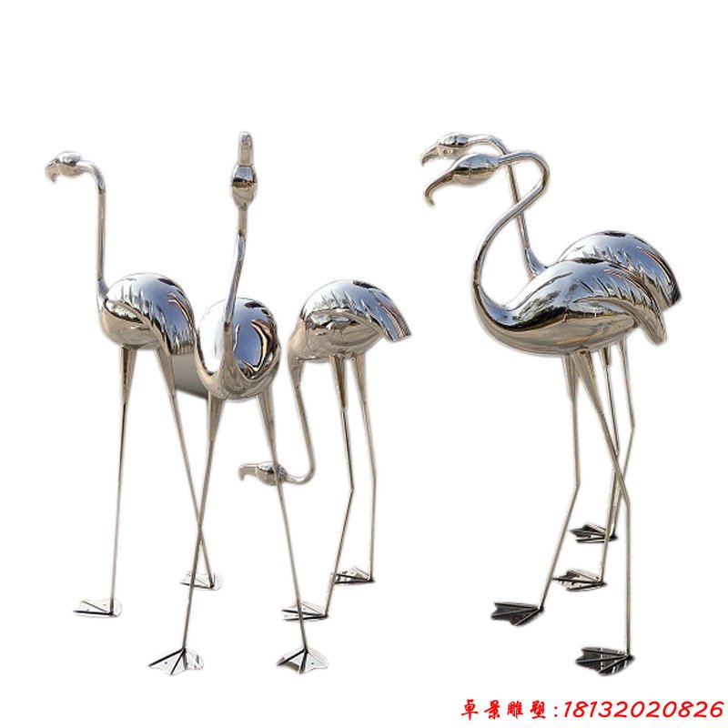 不锈钢抽象动物火烈鸟雕塑 (2)