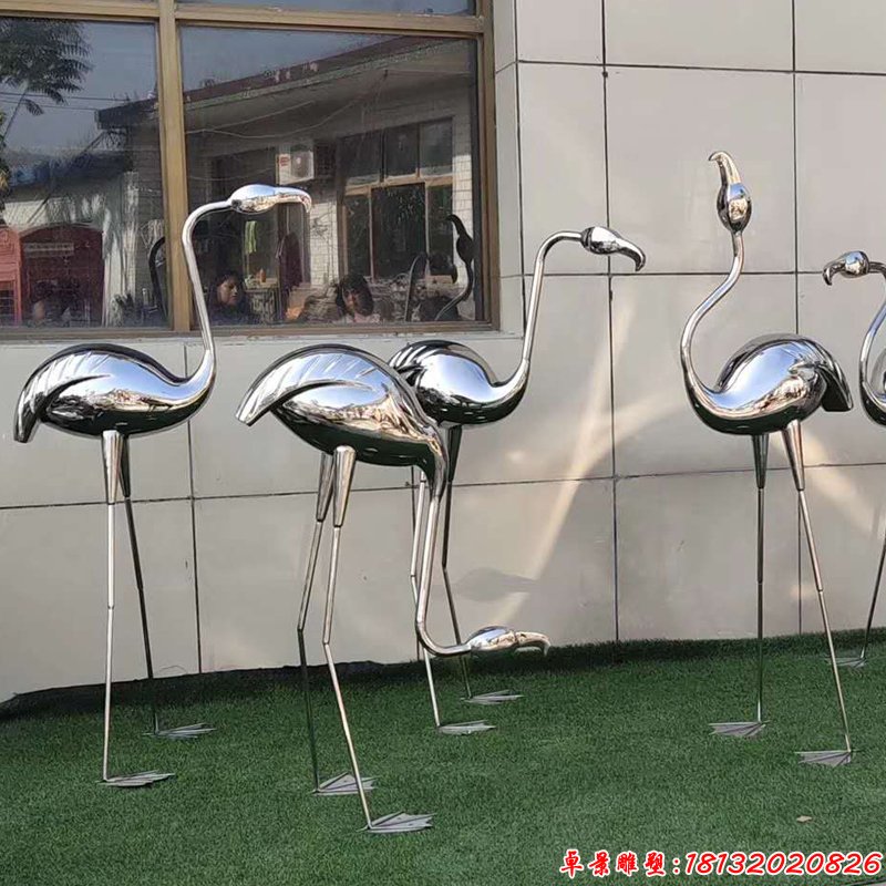 不锈钢抽象动物火烈鸟雕塑 (3)
