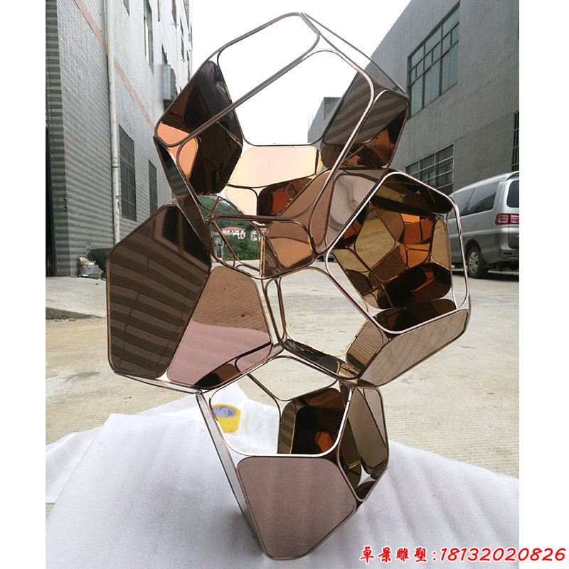 不锈钢抽象蜂巢雕塑 (2)