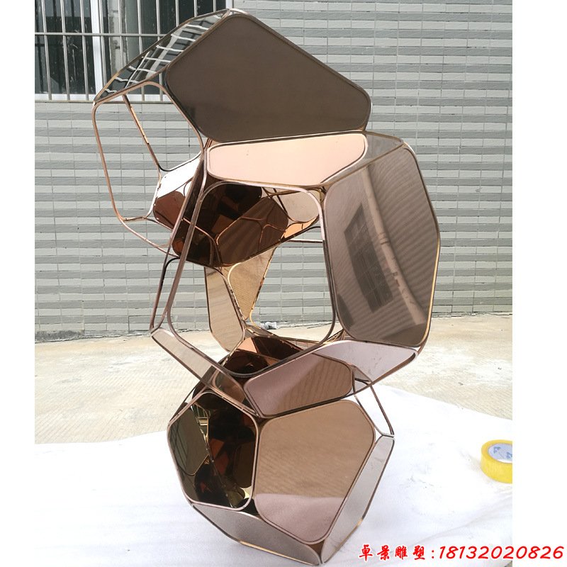 不锈钢抽象蜂巢雕塑 (1)