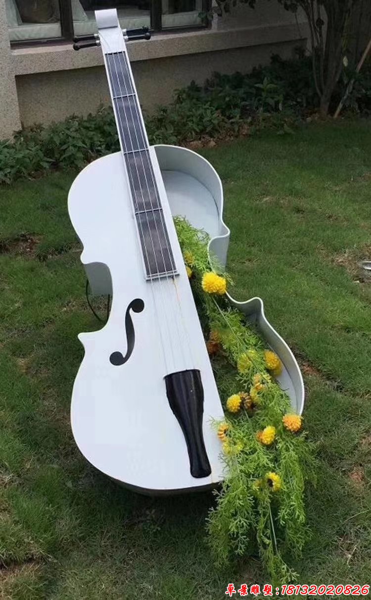 不锈钢大提琴花盆雕塑 (4)