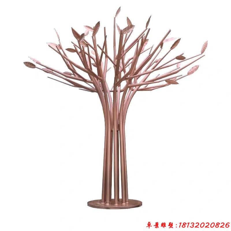不锈钢古铜色小树雕塑 (2)